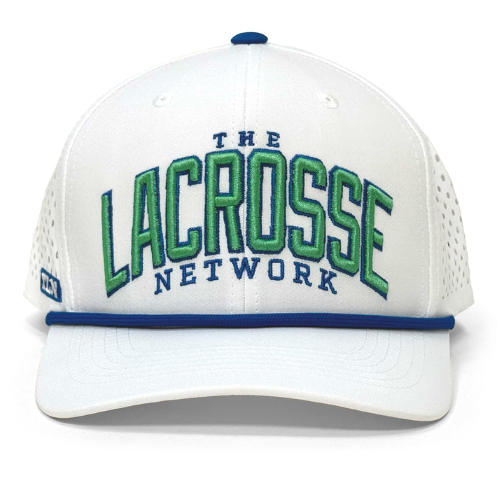 White & Blue Block Letter Hat